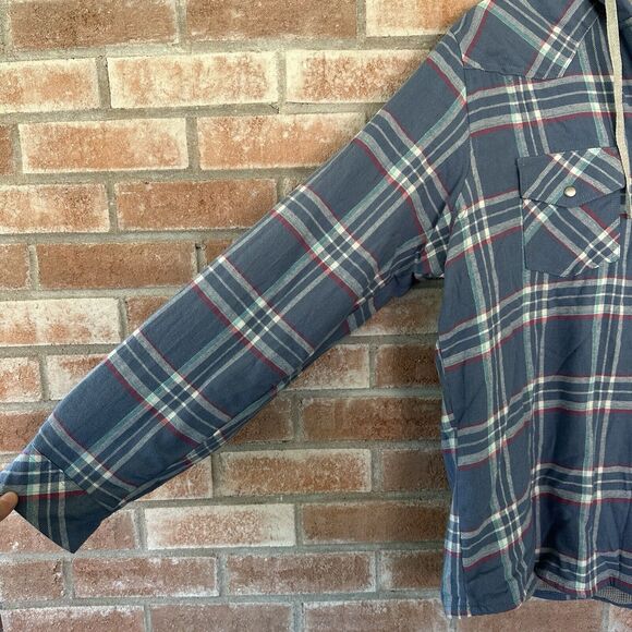 NWT Roper 100% Cotton Thermal Lined Hooded Snap Up Jacket Barn Coat XL Blue - Picture 6 of 12